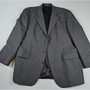VTG Ralph Lauren Wool Blazer Men 44R Jacket Sport Coat Gray Stripe Designer Flaw